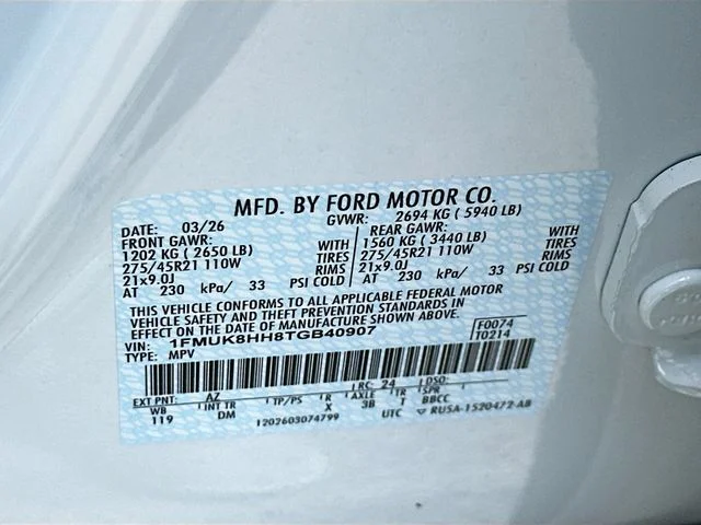 New 2026 White Metallic Ford Platinum image 21