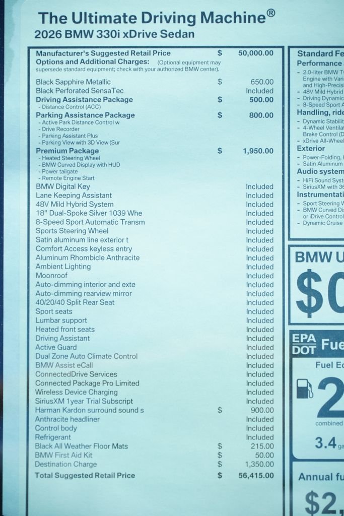 New 2026 Black Sapphire Metallic BMW 330i xDrive image 8