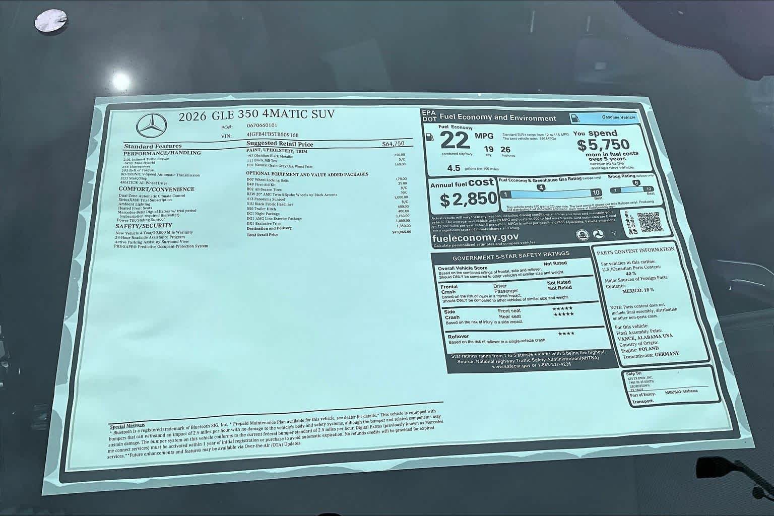 New 2026 Obsidian Black Metallic Mercedes-Benz GLE 350 image 22
