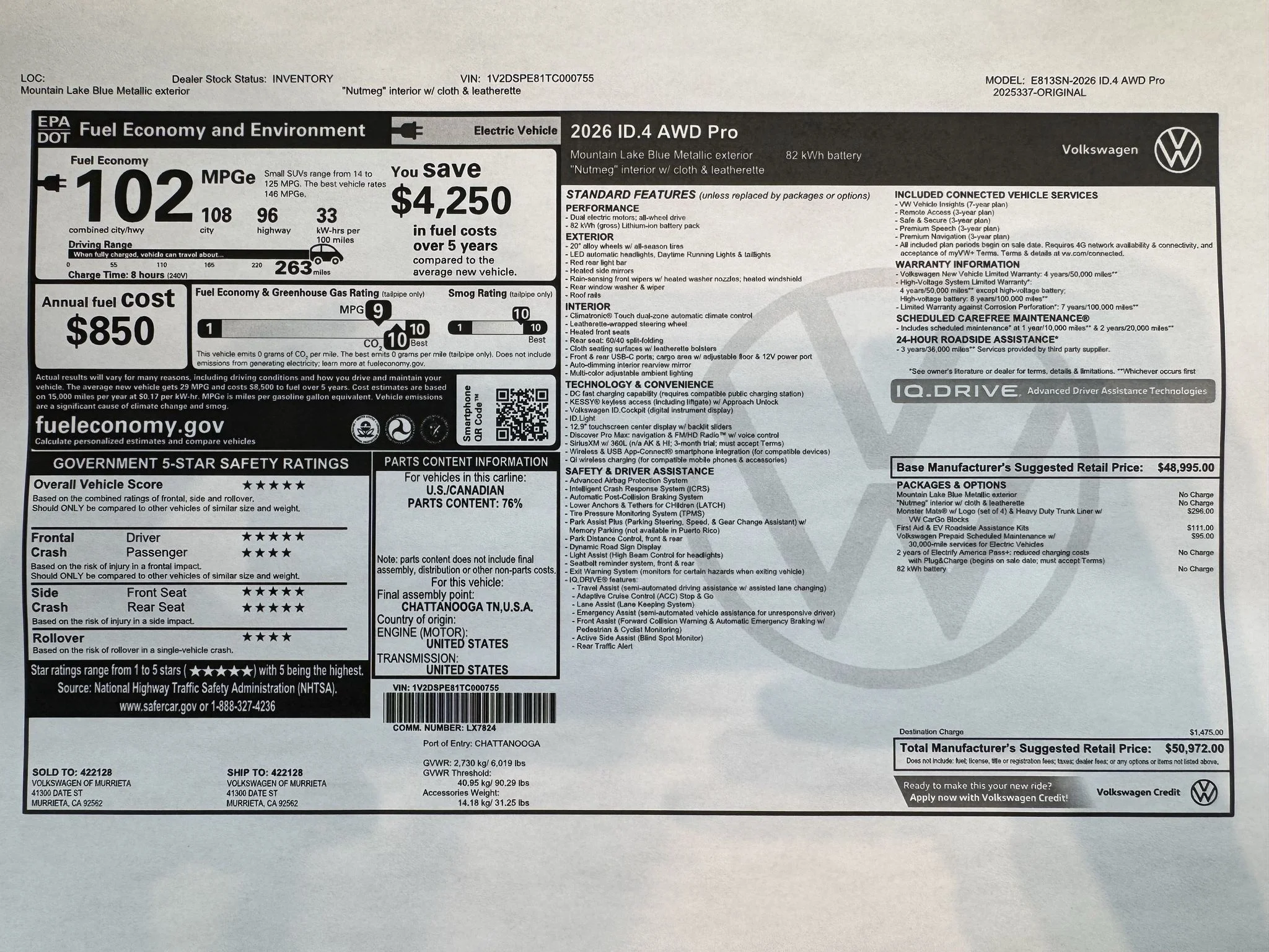 New 2026 Mountain Lake Blue Metallic Volkswagen Pro image 3