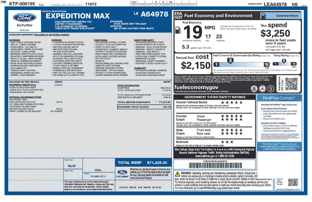 Used 2020 White Ford Limited image 16