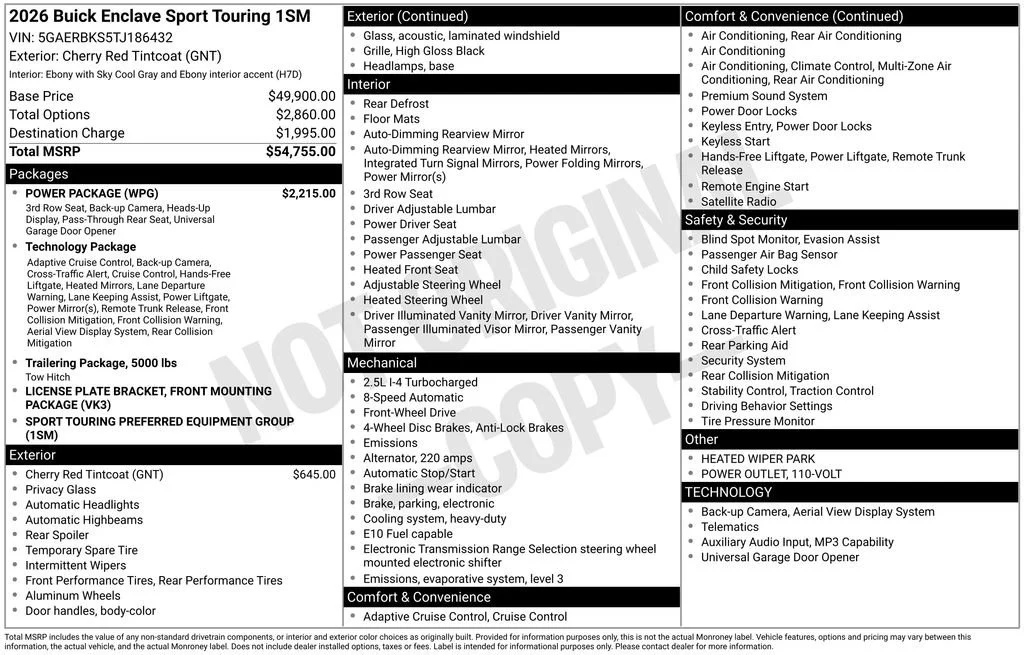 New 2026 Cherry Red Tintcoat Buick Sport Touring image 47