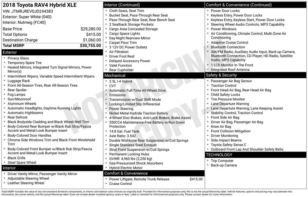 Used 2018 White Toyota XLE image 7