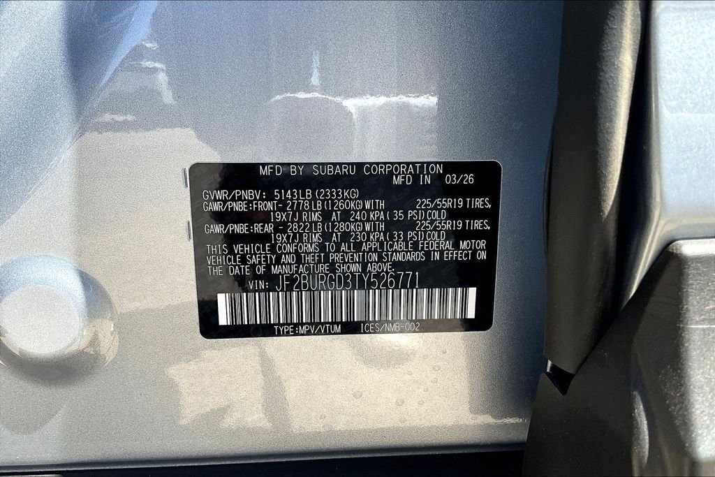 New 2026 ICE SILVER METALLIC Subaru Limited XT image 8