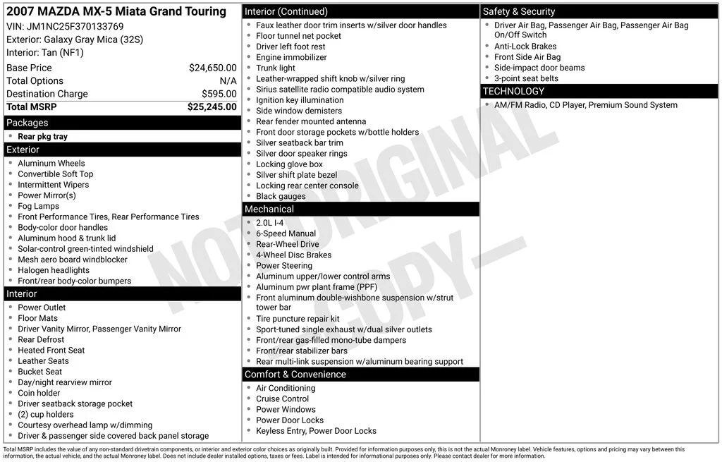 Used 2007 Galaxy Gray Mica Mazda Grand Touring image 10