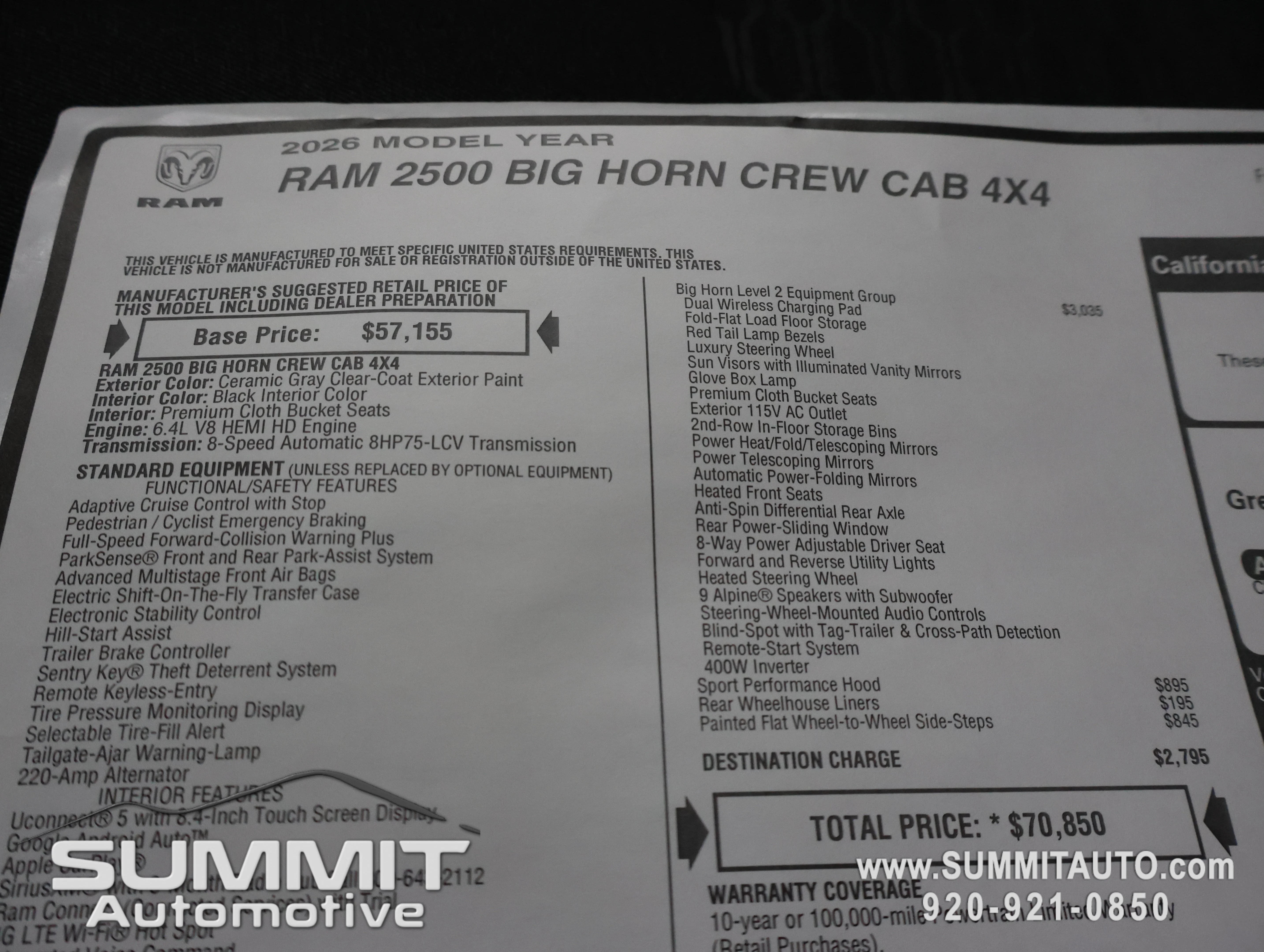 New 2026 Ceramic Gray Clearcoat RAM Big Horn image 41