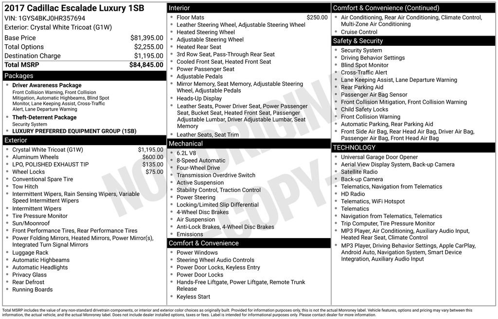 Certified Used 2017 Crystal White Tri-Coat Cadillac Luxury image 5