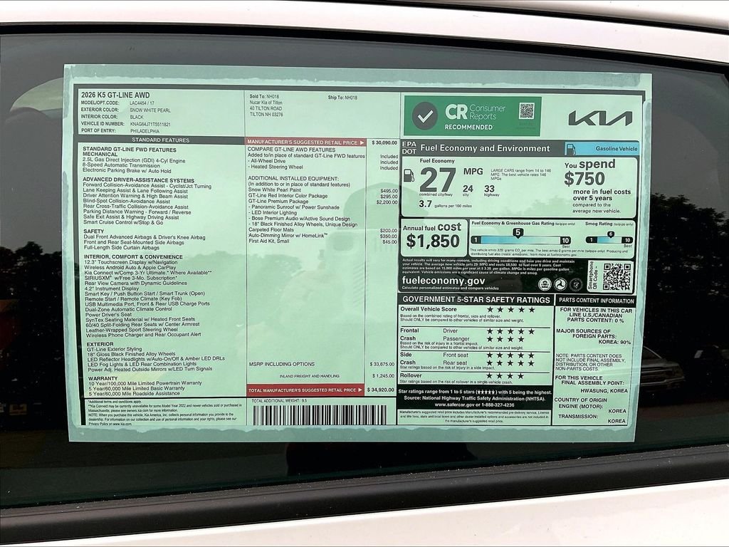 New 2026 Snow White Pearl Kia GT-Line image 17