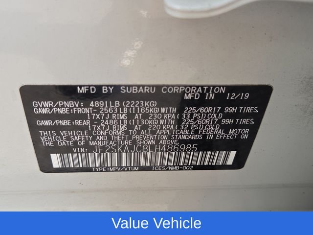 Used 2020 Crystal White Pearl Subaru Premium image 8