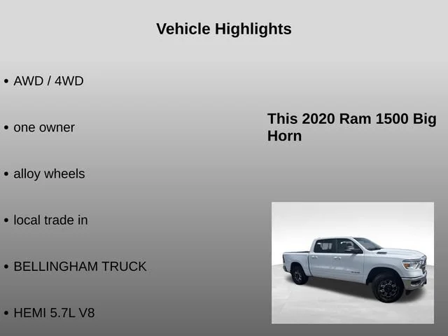 New 2020 Bright White Clearcoat Ram Big Horn image 32