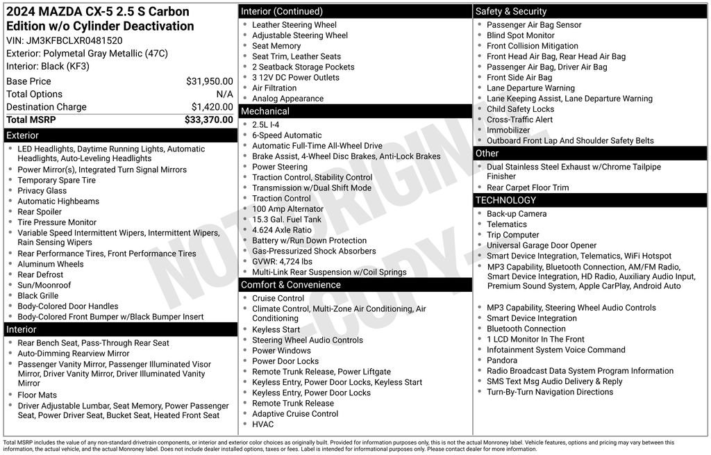 Used 2024 Gray Mazda 2.5 S Carbon Edition image 1