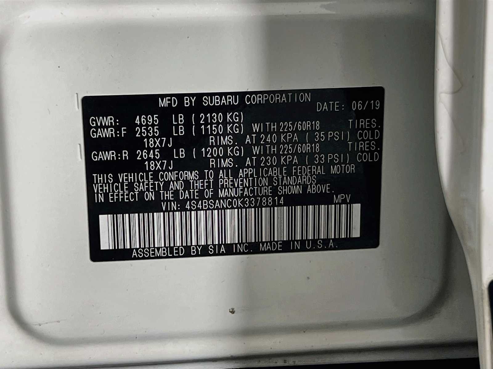 Used 2019 Crystal White Pearl Subaru Limited image 34
