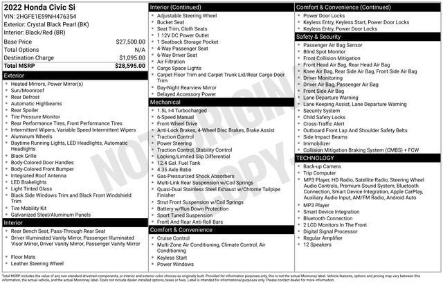 Certified Used 2022 Black Honda Si image 23