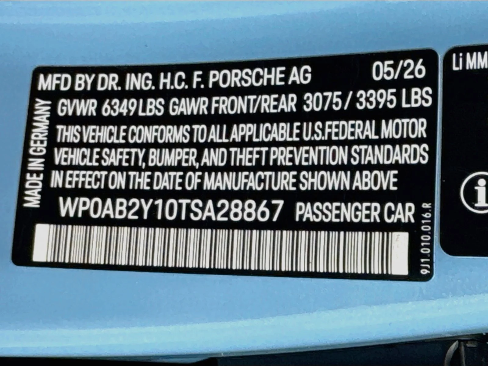New 2026 Frozen Blue Metallic Porsche 4S Black Edition image 25