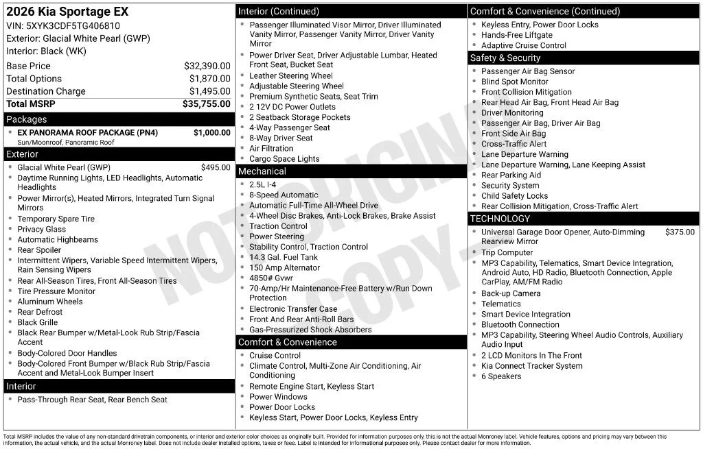 Used 2026 White Kia EX image 2