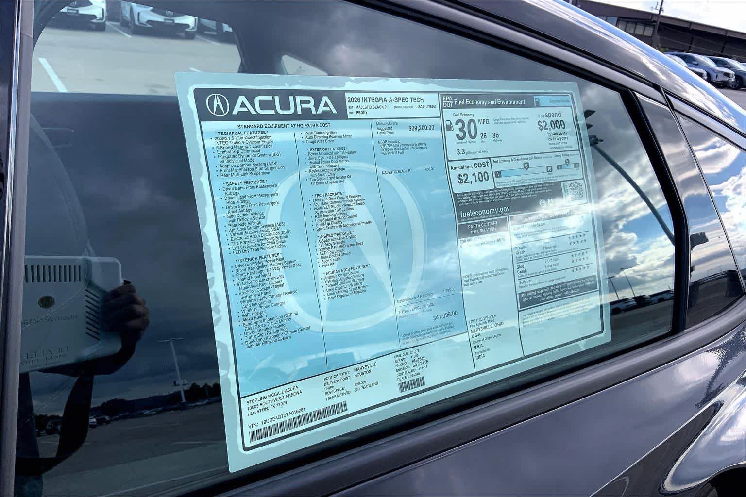 New 2026 Majestic Black Pearl Acura w/A-Spec Technology Package image 22