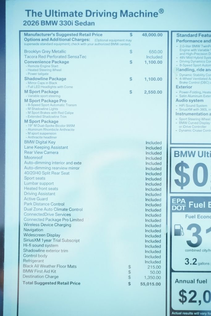 New 2026 Brooklyn Grey Metallic BMW 330i image 8