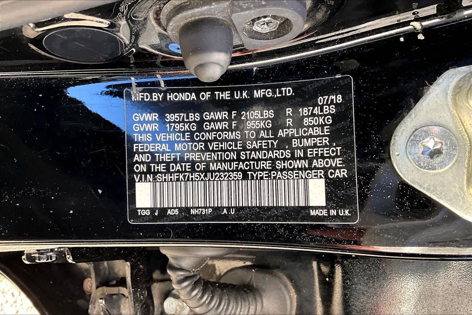 Used 2018 Crystal Black Pearl Honda EX image 34