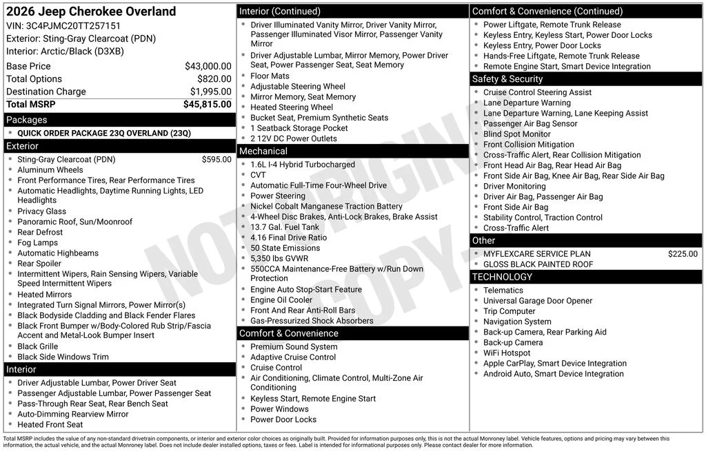 New 2026 Sting-Gray Clear-Coat Exterior Paint Jeep Overland image 7