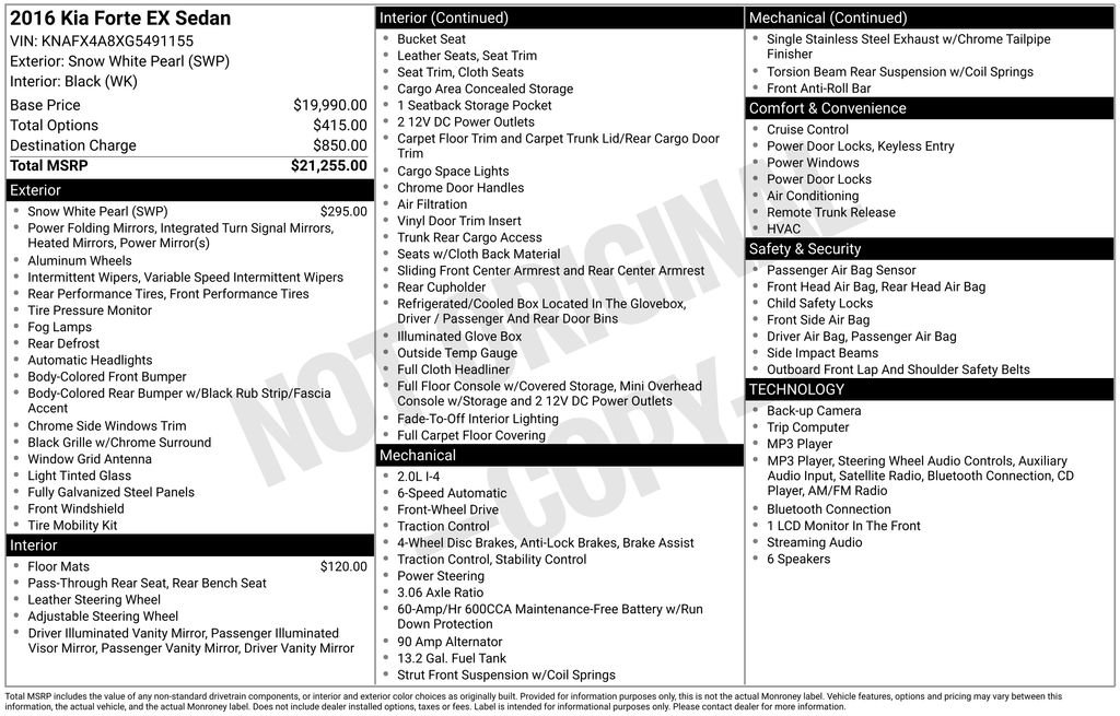 Used 2016 White Kia EX image 6