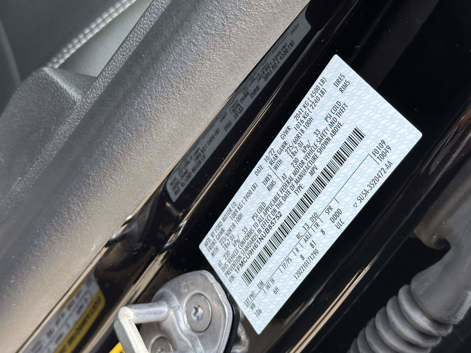 Certified Used 2022 Agate Black Metallic Ford SEL image 15