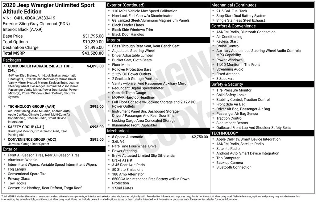 Used 2020 Gray Jeep Unlimited Sport Altitude image 39