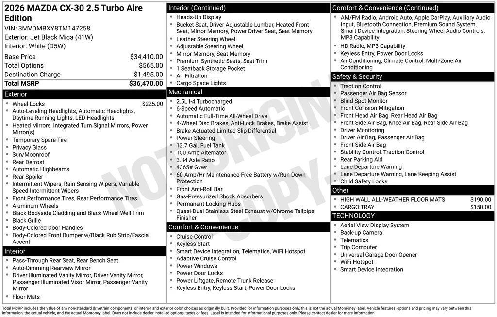 New 2026 Black Mazda 2.5 Turbo Aire Edition image 2