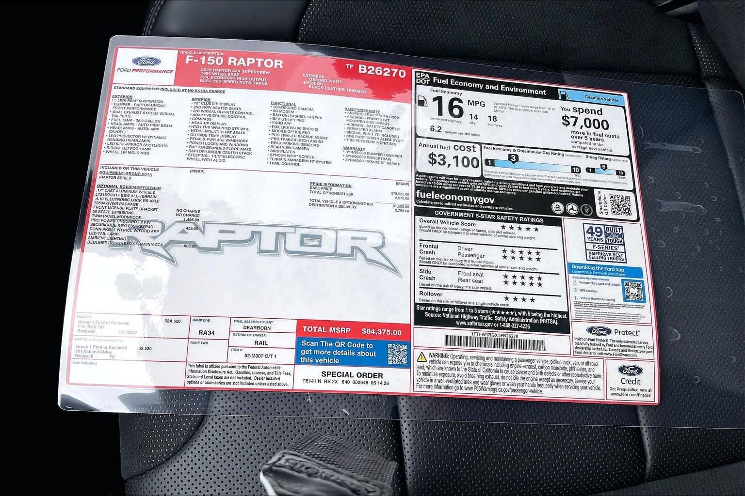 New 2026 Oxford White Ford Raptor® image 18