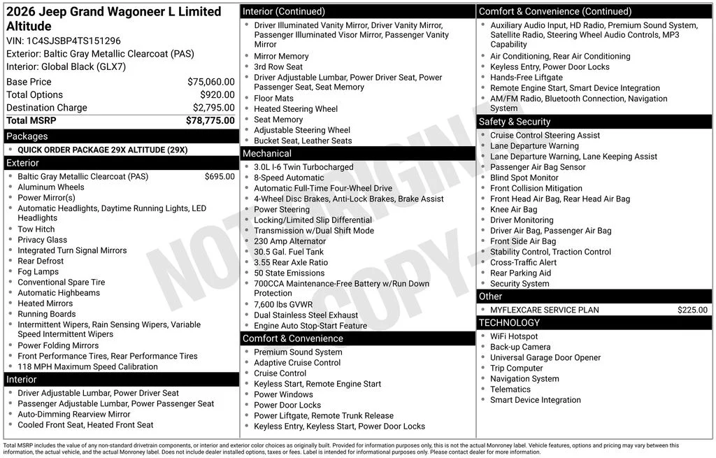 New 2026 Baltic Gray Metallic Clearcoat Jeep Limited Altitude image 7