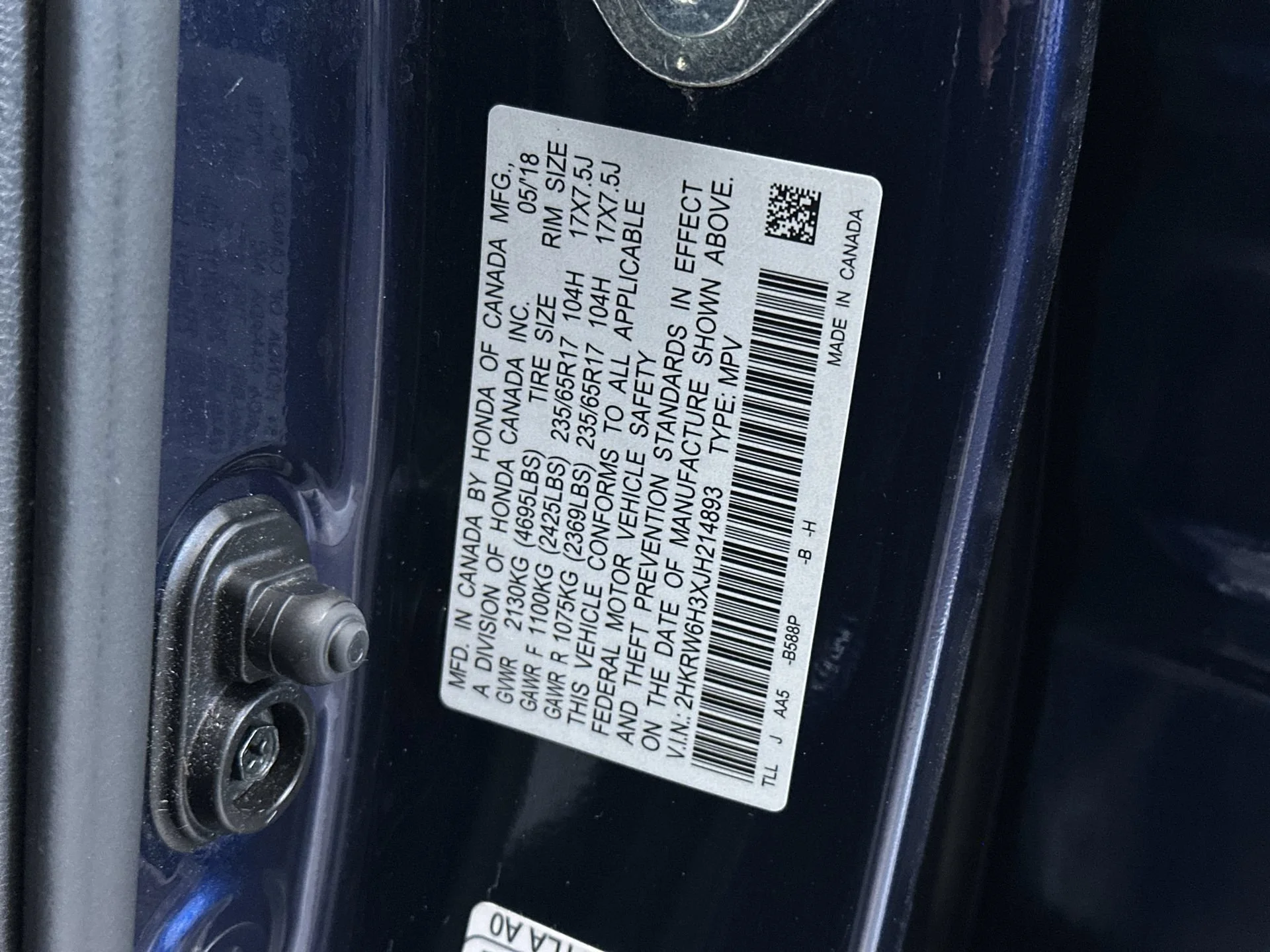 Used 2018 Obsidian Blue Pearl Honda LX image 13