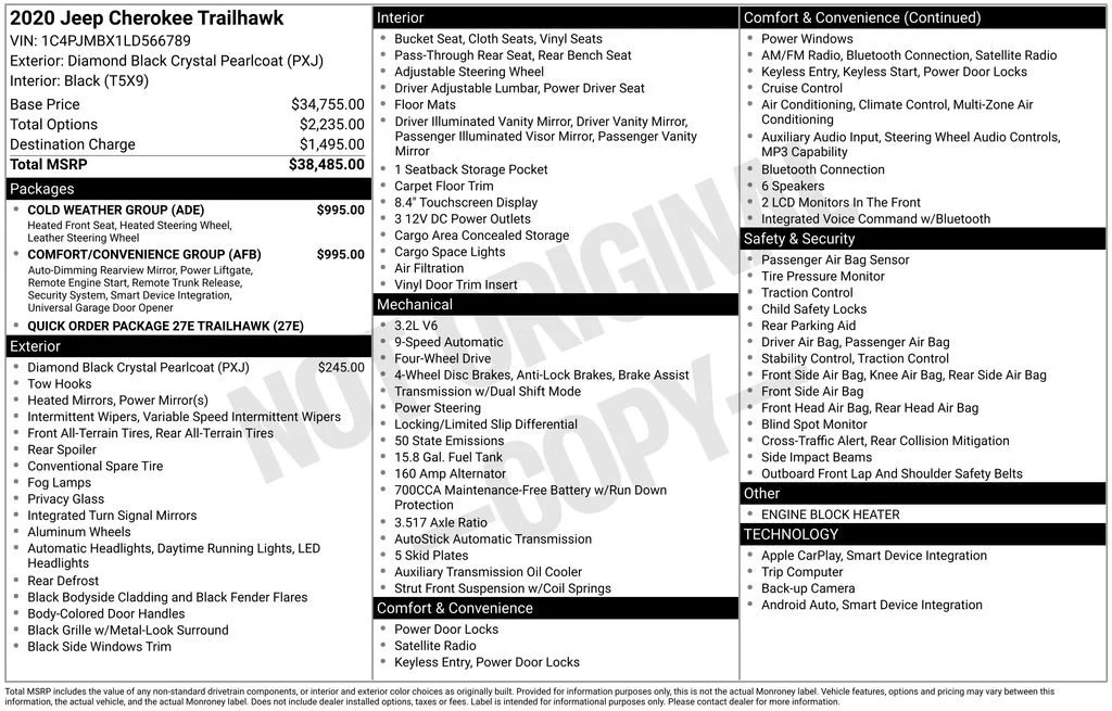Used 2020 Black Jeep Trailhawk 4x4 image 2