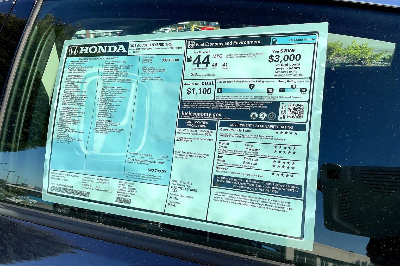 New 2026 Canyon River Blue Metallic Honda Touring image 20