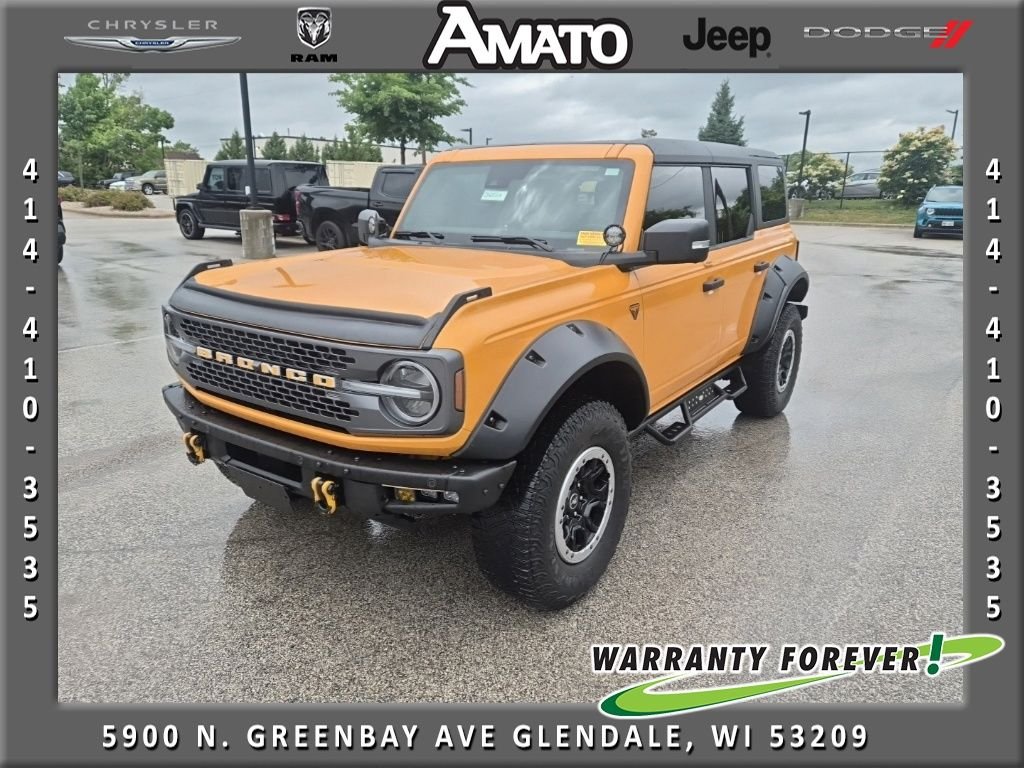 Used 2022 Orange Ford Badlands image 1