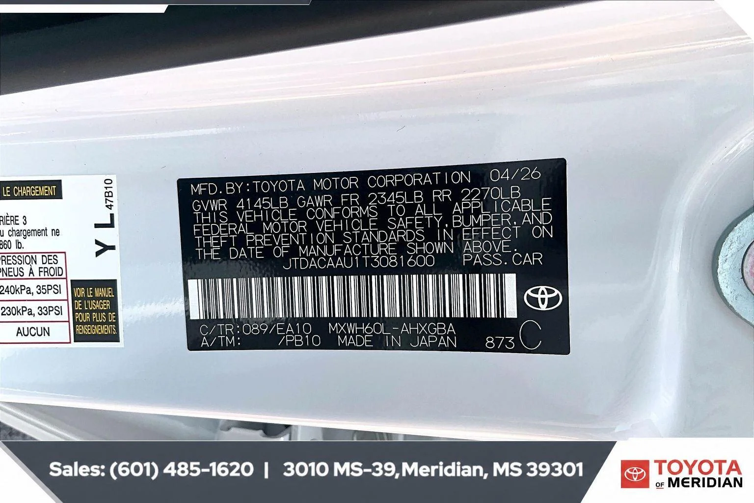 New 2026 Wind Chill Pearl Toyota XLE image 7