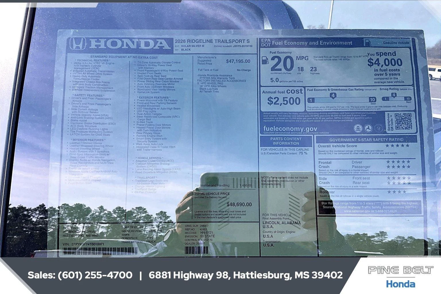 Used 2026 Solar Silver Metallic Honda TrailSport S image 12