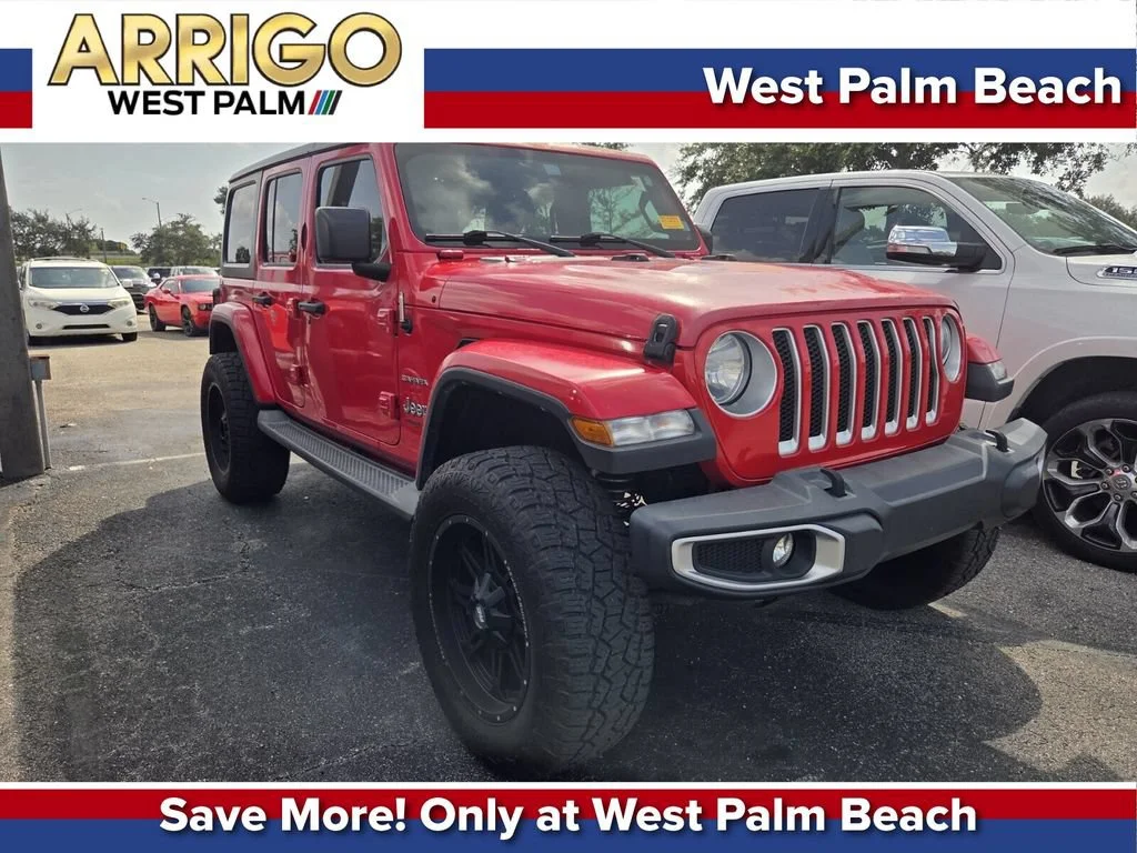 Used 2019 Firecracker Red Clearcoat Jeep Sahara image 1