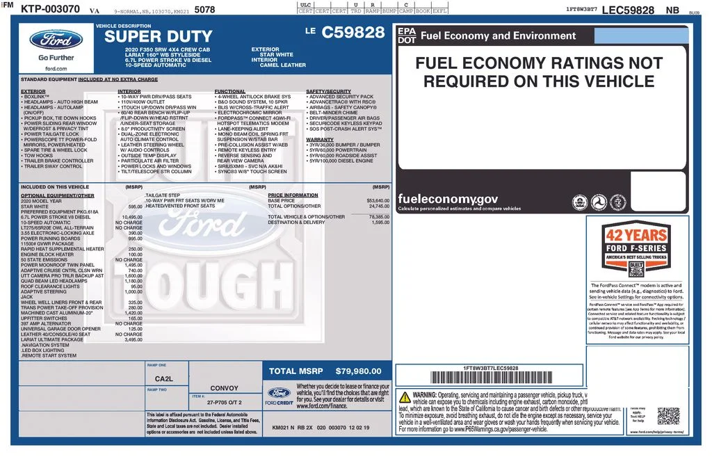 Certified Used 2020 White Ford Lariat image 7