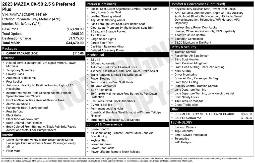 Used 2023 Gray Mazda 2.5 S Preferred Plus Package image 3