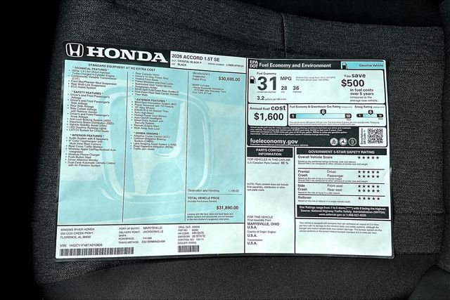 New 2026 Honda Accord SE 4D Sedan