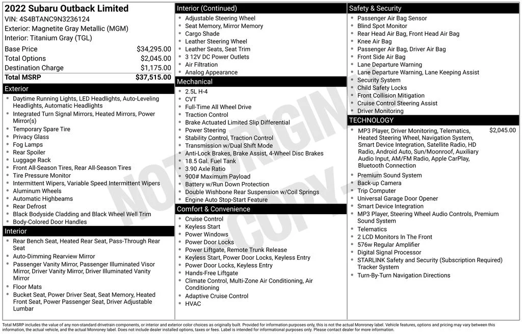Used 2022 Gray Subaru Limited image 6