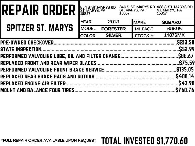 Used 2013 Subaru Forester X Limited with VIN JF2SHAECXDH444196 for sale in Saint Marys, PA