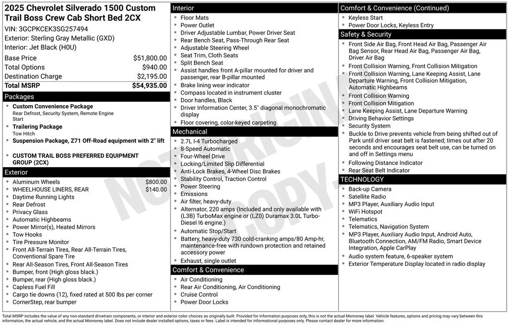 Certified Used 2025 Gray Chevrolet Custom Trail Boss image 5