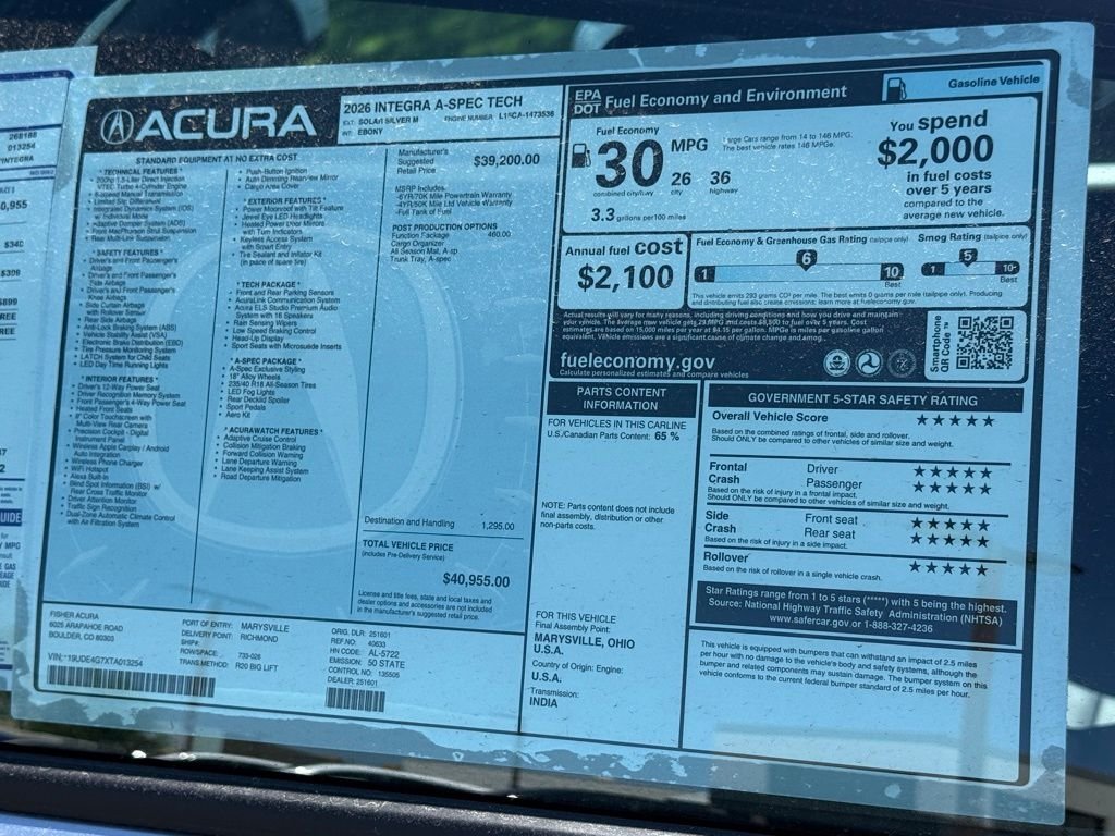 New 2026 Solar Silver Metallic Acura A-Spec Tech Package image 26