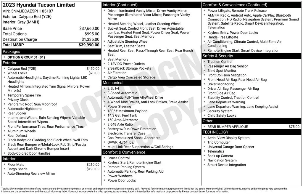Used 2023 Red Hyundai Limited image 17
