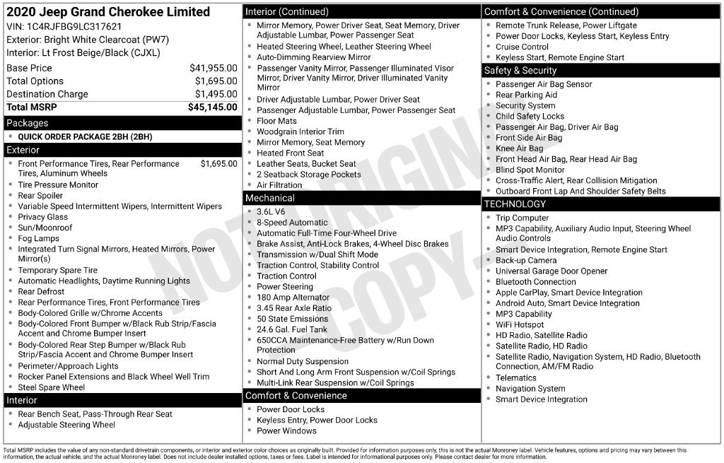 Used 2020 White Jeep Limited image 2
