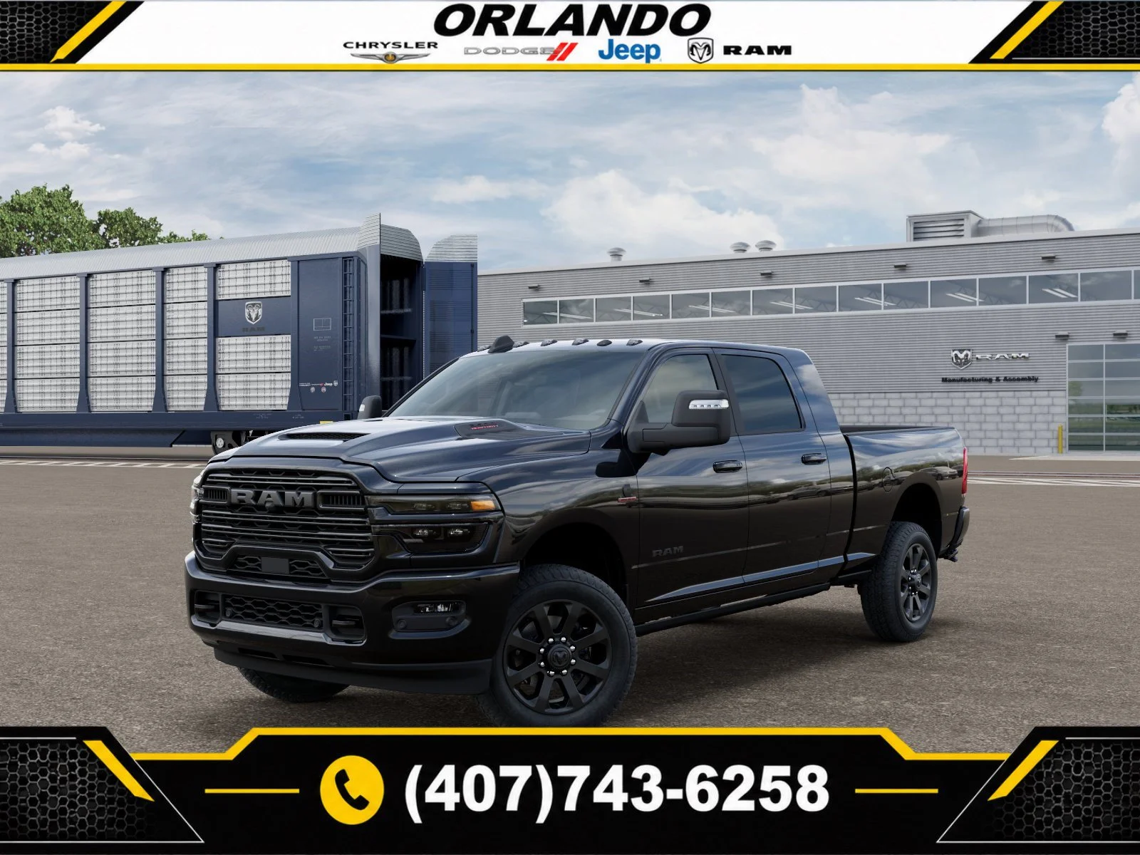 New 2026 Diamond Black Crystal Pearlcoat Ram Laramie image 1