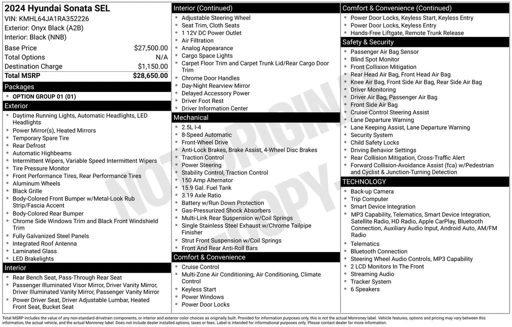 Used 2024 Black Hyundai SEL image 2