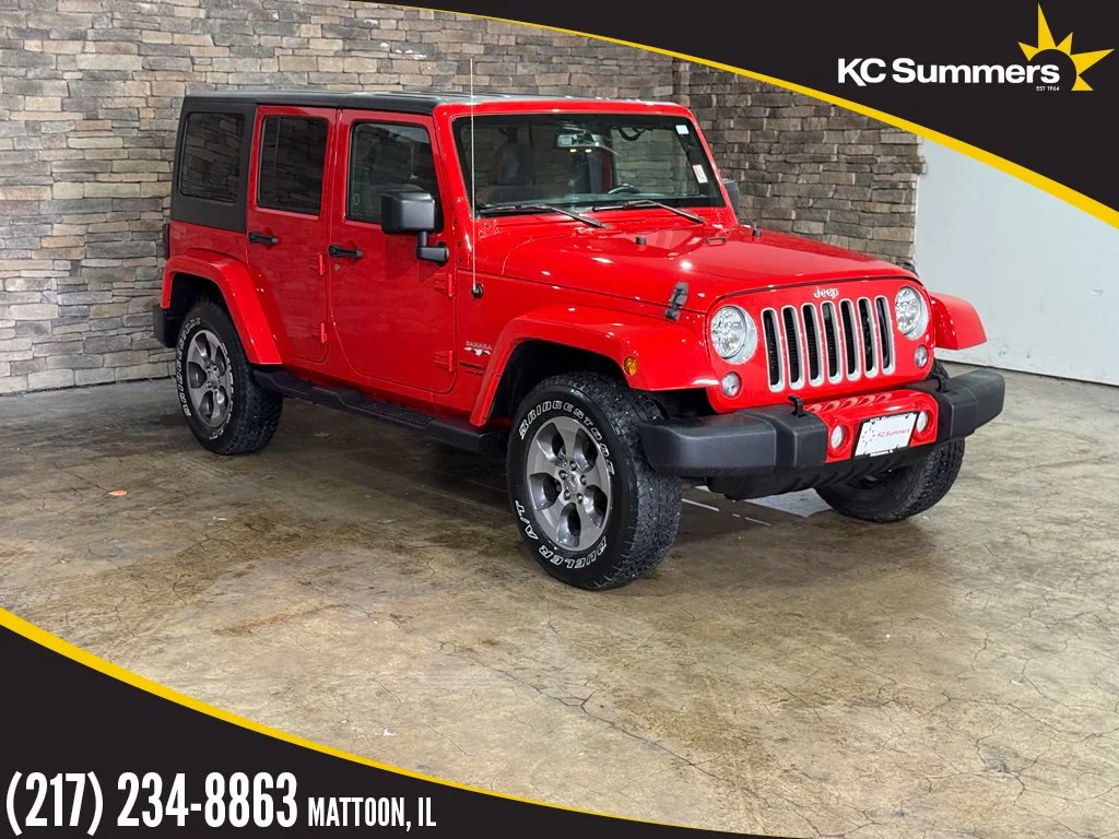 Used 2018 Firecracker Red Clearcoat Jeep Unlimited Sahara image 1