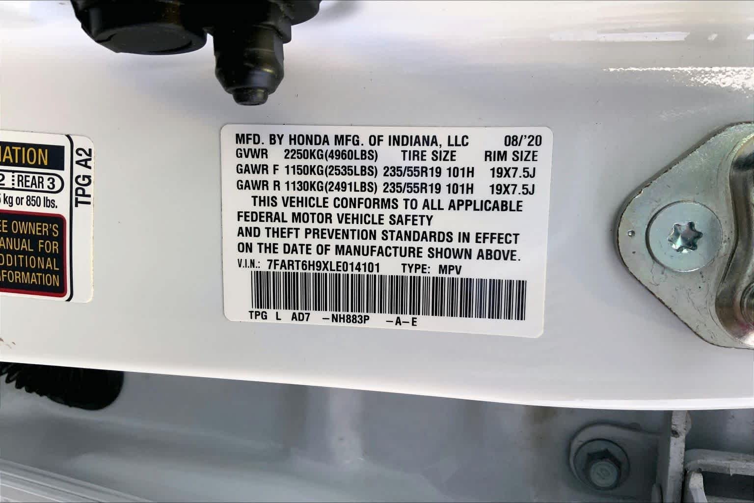 Used 2020 Platinum White Pearl Honda Touring image 31