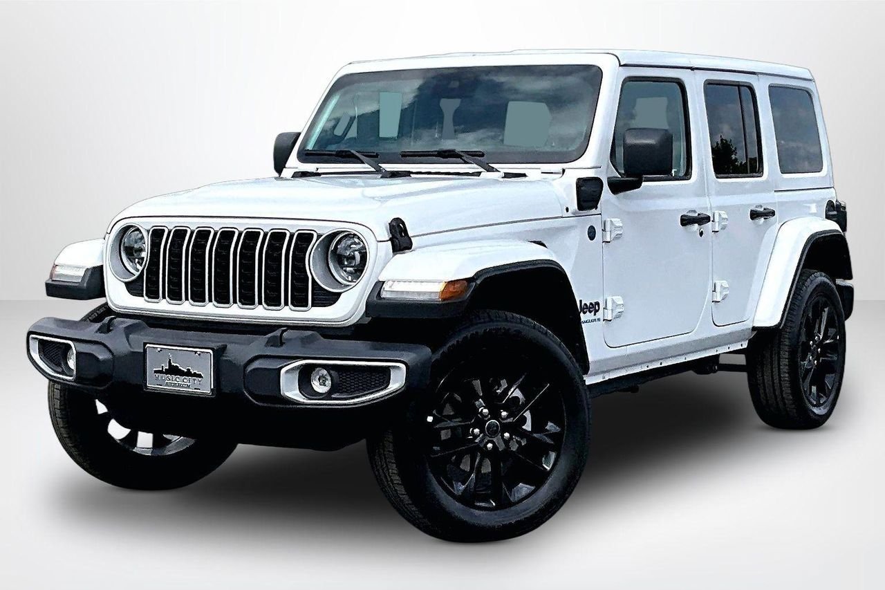 Used 2025 Bright White Clearcoat Jeep Sahara 4xe image 3